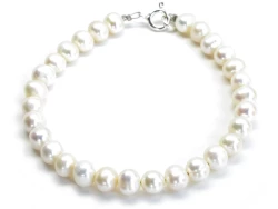 Náramek říční perly bílé 6 mm, Ag