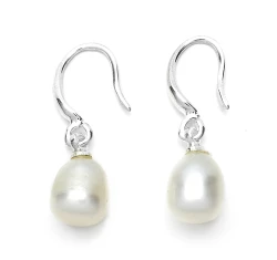 Náušnice říční perly bílé
