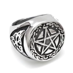 Ocelový prsten pentagram