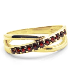 Zlatý prsten elegant český granát