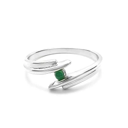Stříbrný prsten se zeleným zirkonem