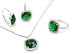 Stříbrný prsten zelený zirkon