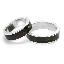Stříbrný snubní prsten jantar Exkluziv