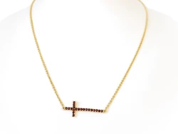 Zlatý náhrdelník český granát - křížek
