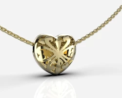 Zlatý oboustranný náhrdelník srdce