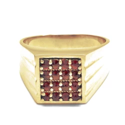 Zlatý masivní prsten český granát