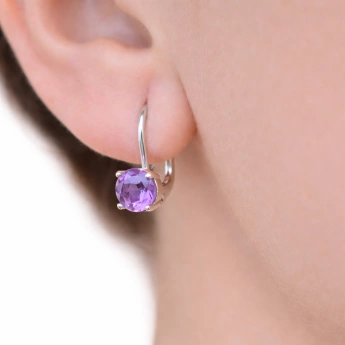 Stříbrné náušnice s ametystem Lumina