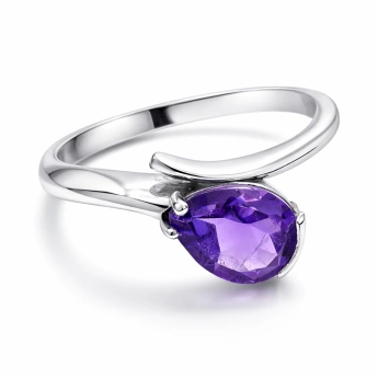 Stříbrný prsten kapka s ametystem Lilienne