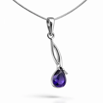 Stříbrný přívěsek kapka s ametystem Lilienne