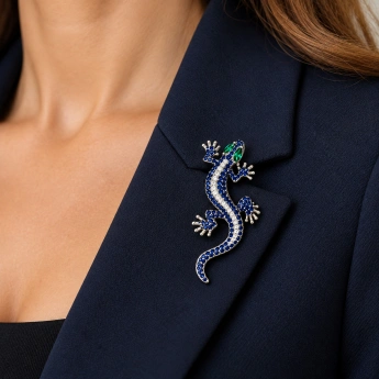 Brož Ještěrka s krystaly Swarovski