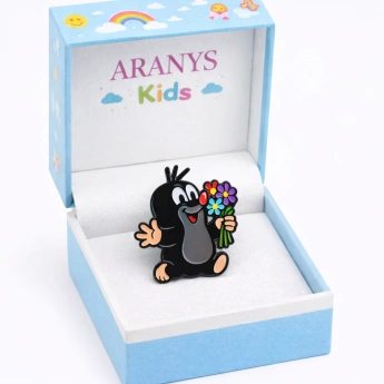 Dětská brož Krteček s kyticí