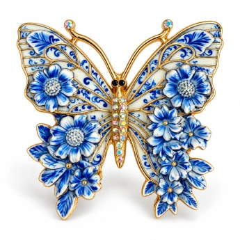 Brož Motýl s krystaly Swarovski