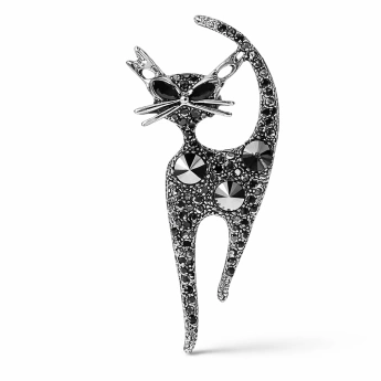 Brož Kočka s krystaly Swarovski