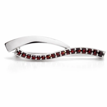 Stříbrná brož Vlna s českým granátem