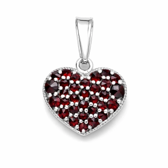 Stříbrný přívěsek srdce český granát Justyna