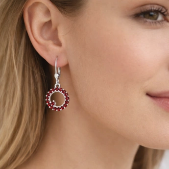 Stříbrné náušnice český granát Rity