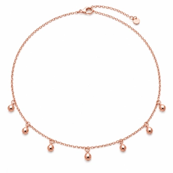 Ocelový rose gold náhrdelník s kuličkami Ganna
