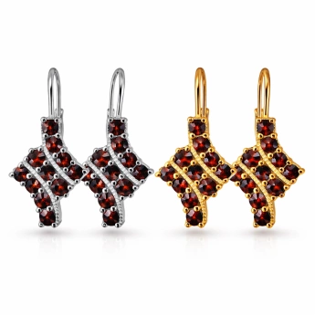 Stříbrné náušnice s českým granátem Opium