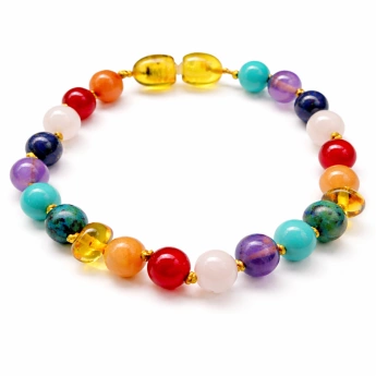 Náramek čakrové kameny a jantar Tenna