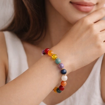 Náramek čakrové kameny a jantar Tenna