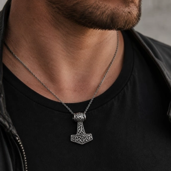 Ocelový přívěsek Thorovo kladivo Mjolnir