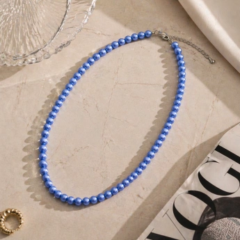 Ocelový perličkový náhrdelník modrý Azzura