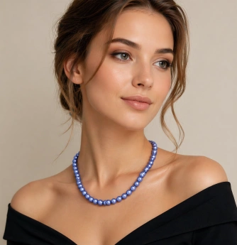 Ocelový perličkový náhrdelník modrý Azzura