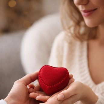 Dárková krabička na šperky srdce červená
