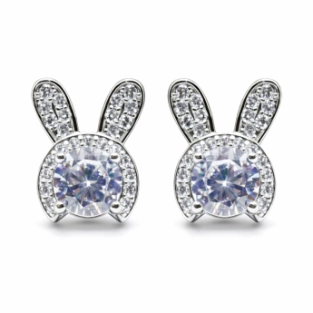 Stříbrné náušnice králíček se zirkonem Bunny