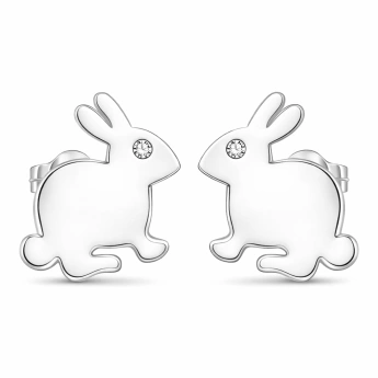 Stříbrné náušnice králíček se zirkonem Bugs
