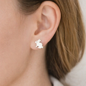 Stříbrné náušnice králíček se zirkonem Bugs