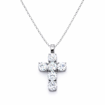 Stříbrný náhrdelník kříž s moissanitem Coalos