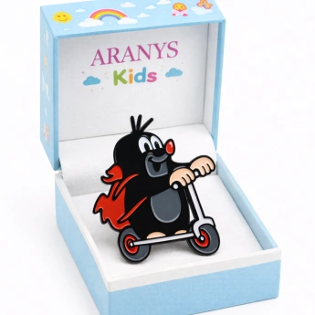 Dětská brož Krteček na koloběžce