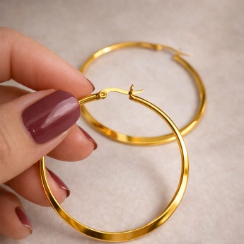 Ocelové zlacené kruhové náušnice Aureilia