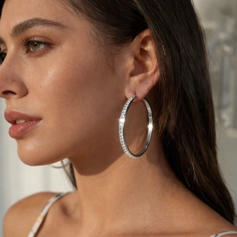 Ocelové kruhové náušnice se zirkony Ariadna