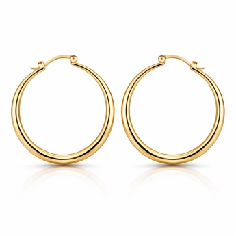 Zlacené ocelové kruhové náušnice 40 mm (14kt zlacení)