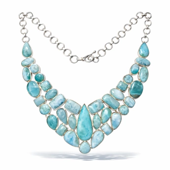 Stříbrný náhrdelník larimar exkluziv Eiwa