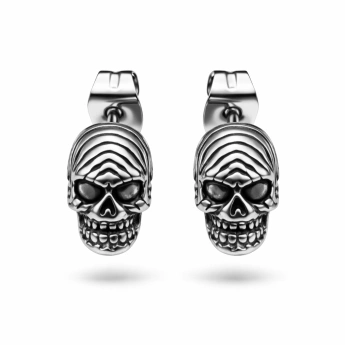 Ocelové náušnice lebka Draven