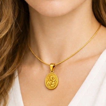 Ocelový zlacený přívěsek Madonka s dítětem