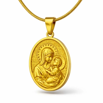 Ocelový zlacený přívěsek Madonka s dítětem