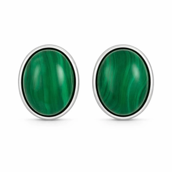 Stříbrné náušnice malachit Peris