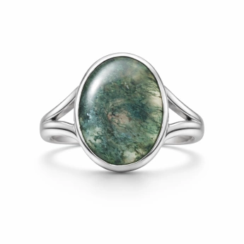 Stříbrný prsten s mechovým achátem Gaia
