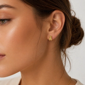 Stříbrné zlacené náušnice medvídek Teddy