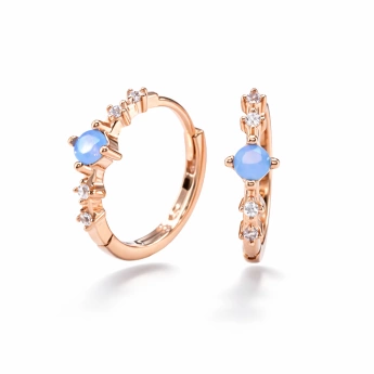 Stříbrné náušnice s modrým opálem a zirkony Daylight