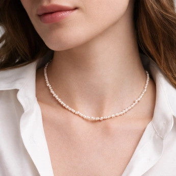 Ocelový náhrdelník z říčních perel Elia