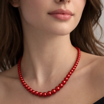Perličkový náhrdelník červený Red Melody