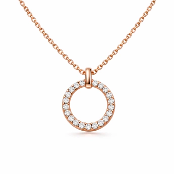 Stříbrný náhrdelník kruh se zirkony rose gold Cirilla