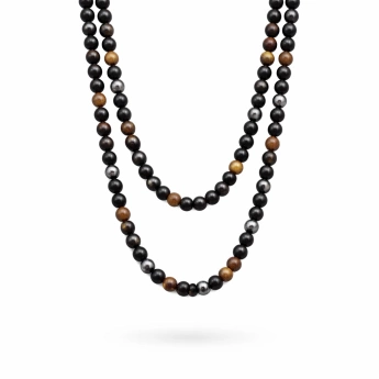 Pánský minerální náhrdelník – Hematit, Onyx & Tygří oko