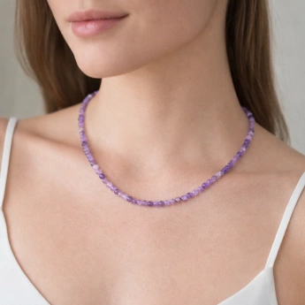 Ocelový náhrdelník z ametystu Qen