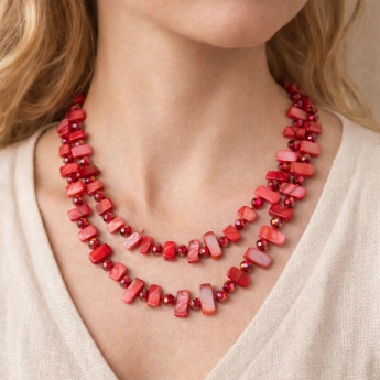 Perleťový náhrdelník červený Deinna